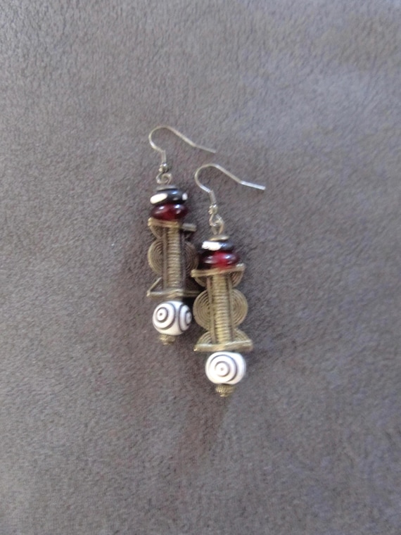 Bronze baule and bone earrings
