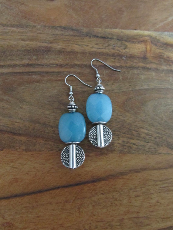 Blue stone and silver earrings