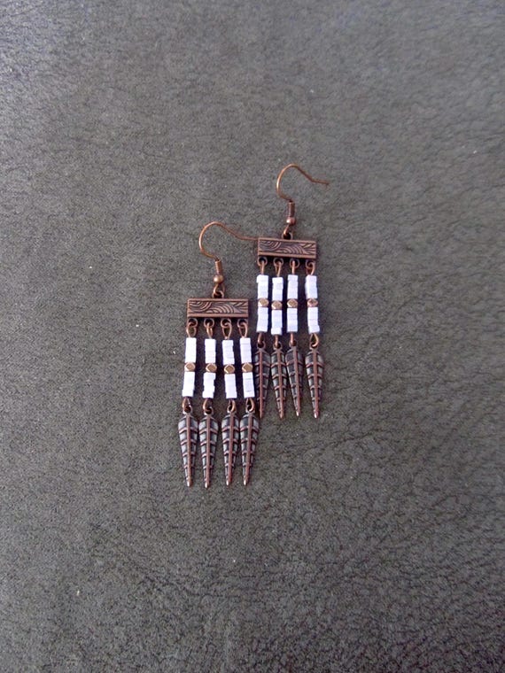 Jasper and bohemian tribal chandelier earrings
