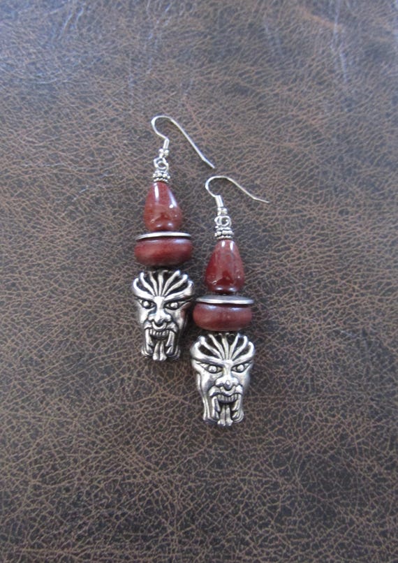 Tribal tiki mask earrings 2