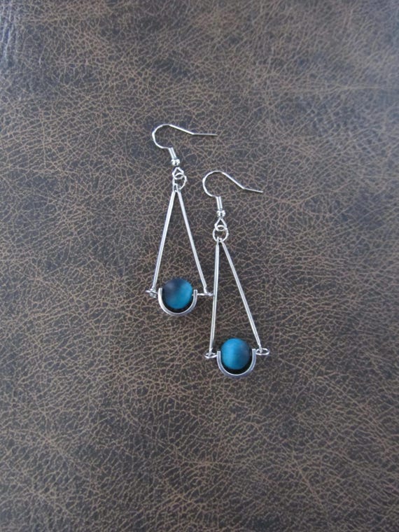 Pendulum blue tigers eye earrings