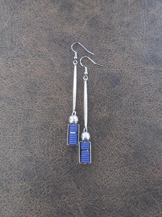 Periwinkle and silver minimalist earrings
