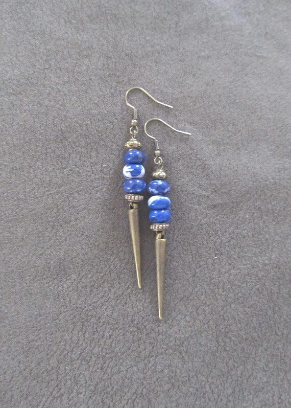 Imperial Jasper Earrings: Antique Bronze Boho Chic Dangles