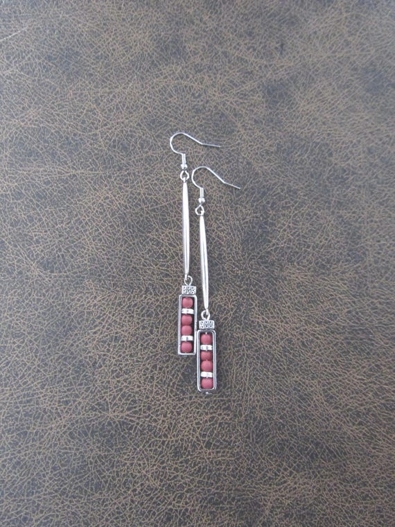 Red and silver minimalist earrings