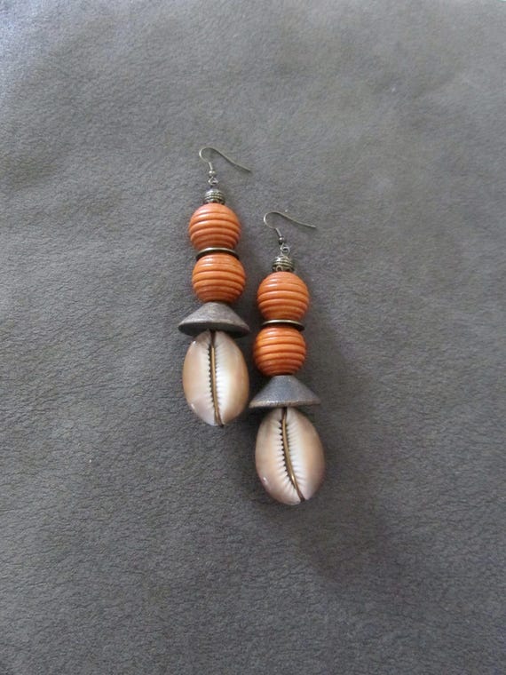 Bold chunky cowrie shell earrings 3000