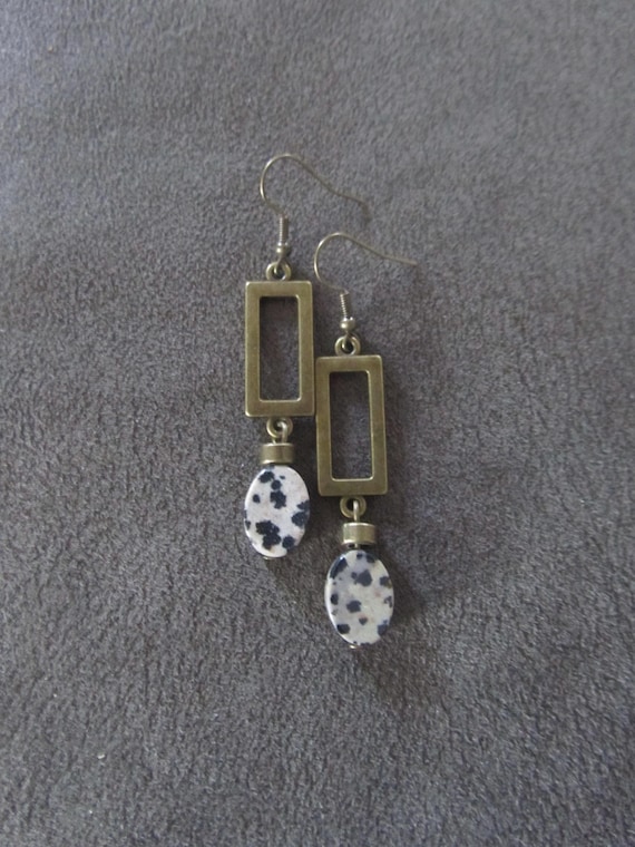 Dalmatian jasper and bronze earrings