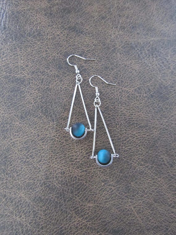 Pendulum blue tigers eye earrings