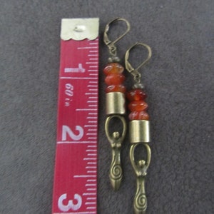 Orange agate and bronze goddess earrings image 2