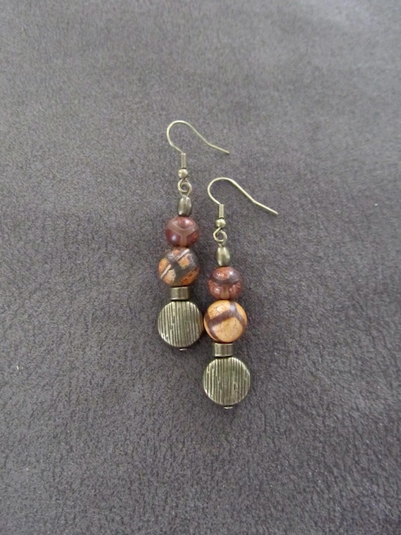 Tibetan agate and bronze earrings 224