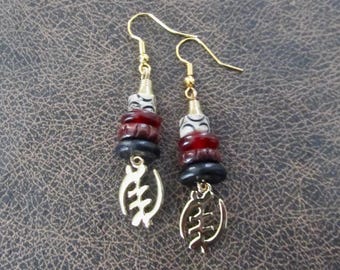 Adinkra symbol earrings, Gye Nyame earrings 223