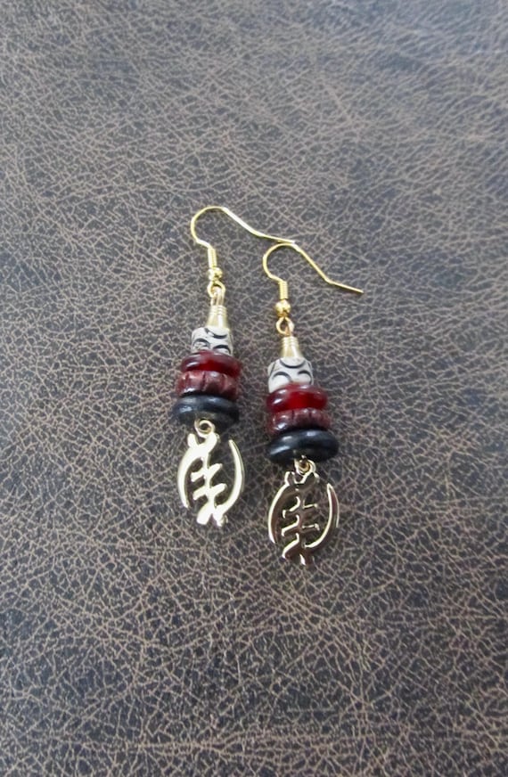 Adinkra symbol earrings, Gye Nyame earrings 223