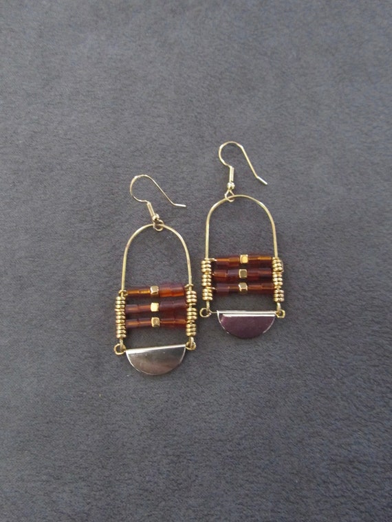 Orange and gold ethnic earrings