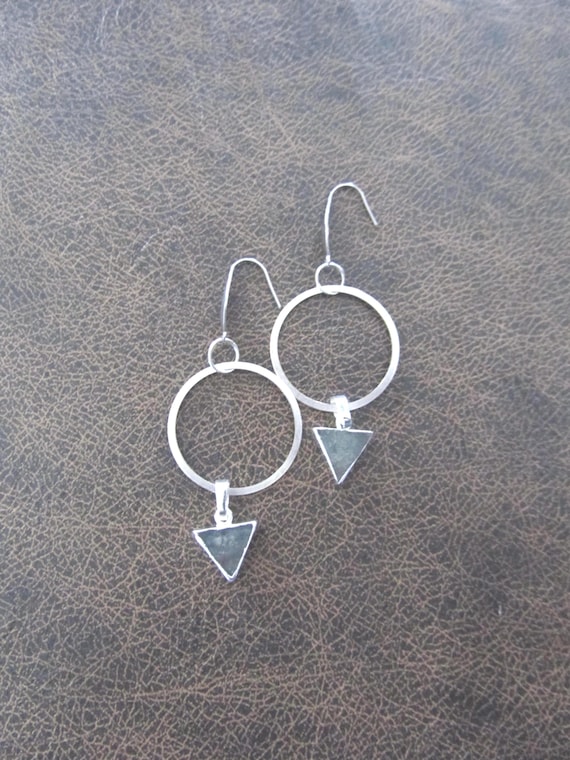 Dainty silver and labradorite hoop earrings