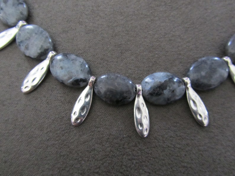 Gray stone tribal necklace image 3