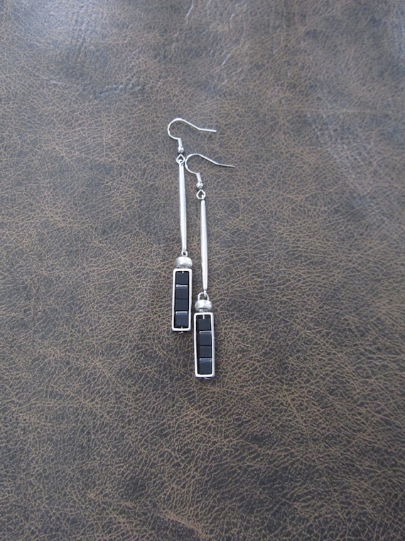 Black and silver minimalist earrings