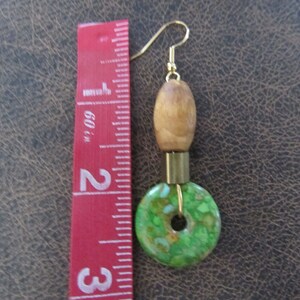 Mosaic marble stone earrings, green imperial jasper earrings image 2