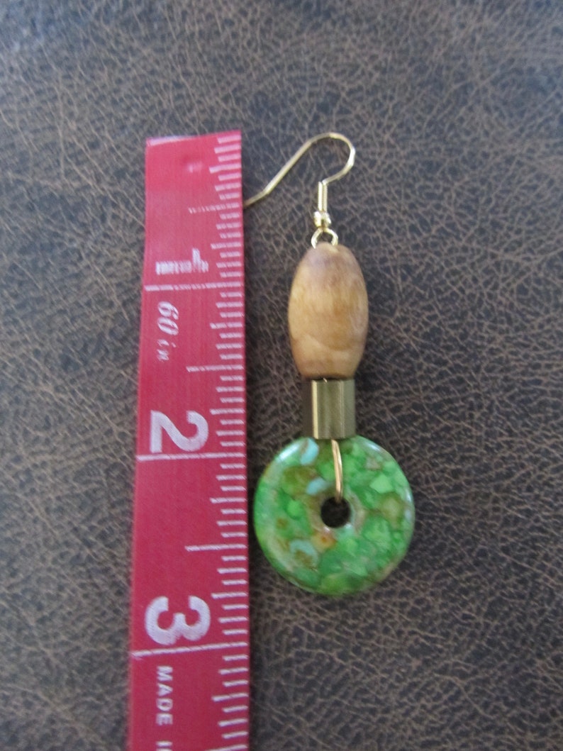 Mosaic marble stone earrings, green imperial jasper earrings image 2