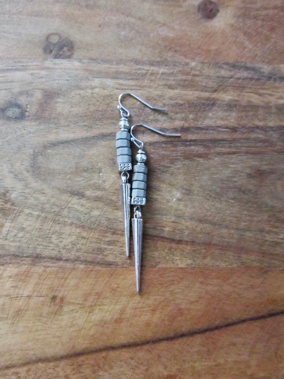 Simple gray and silver minimalist earrings