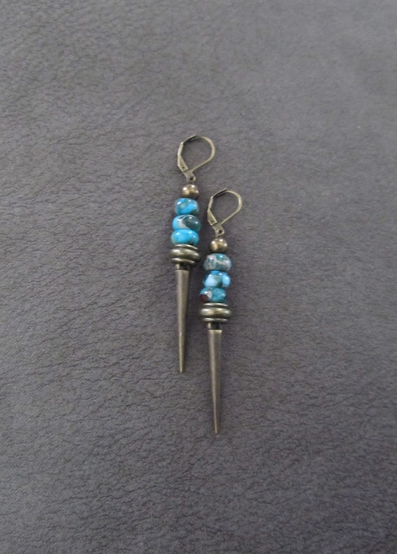 Imperial sediment jasper earrings, blue bronze