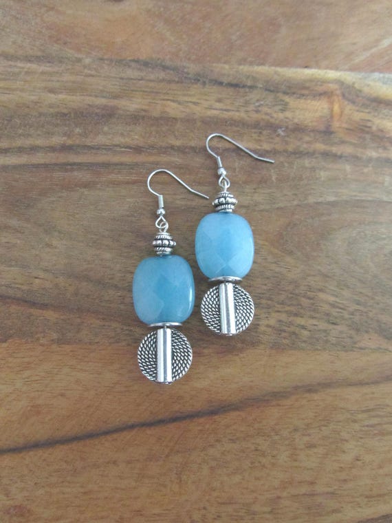 Blue stone and silver earrings