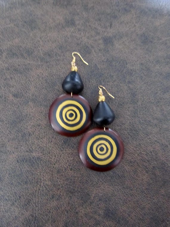 Oversized bold natural wooden earrings 222