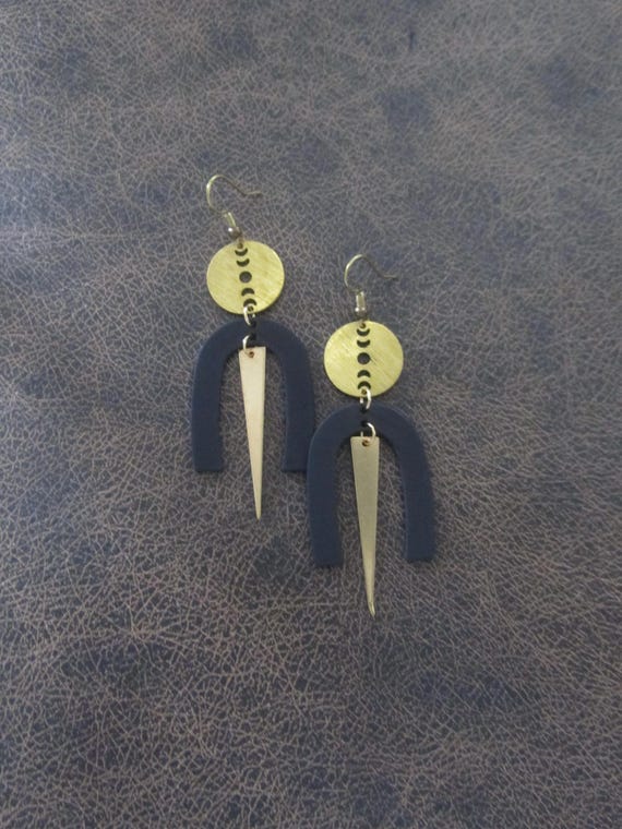 Geometric black and gold modern earrings