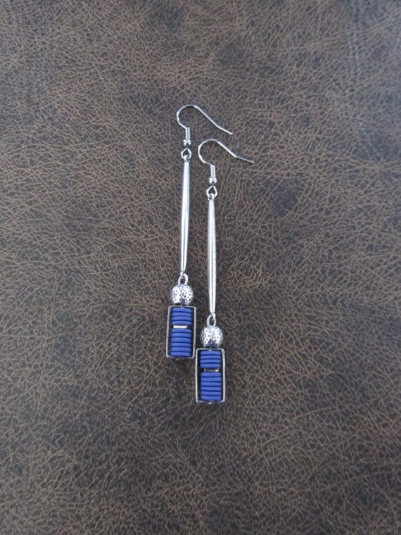 Periwinkle and silver minimalist earrings