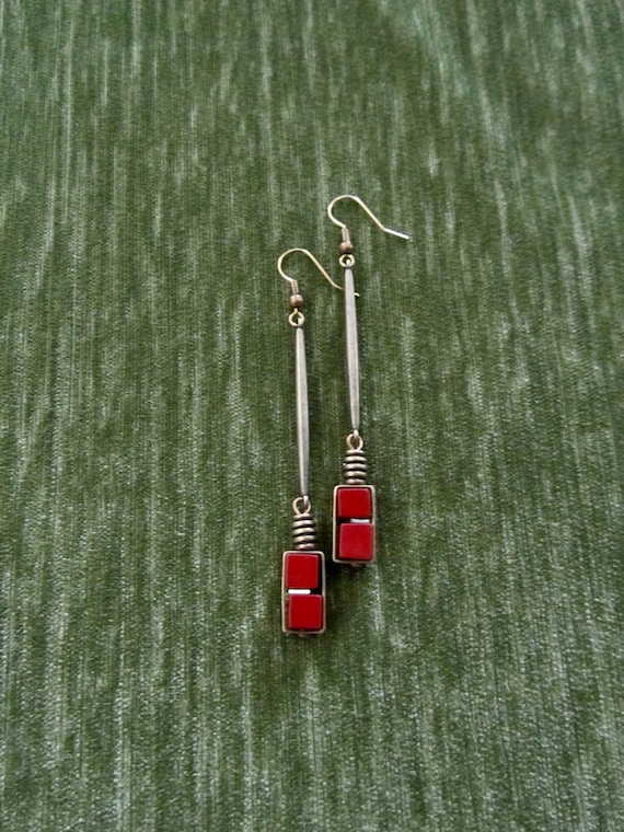 Red jasper and antique bronze earrings 2