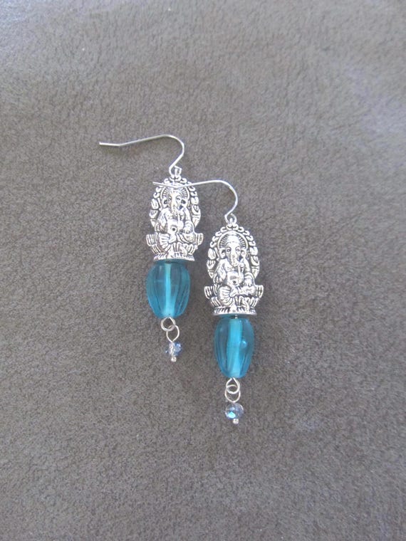 Silver Lord Ganesh Hindu earrings