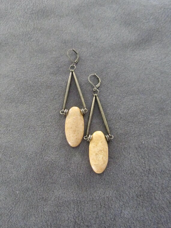 Yellow marble stone earrings