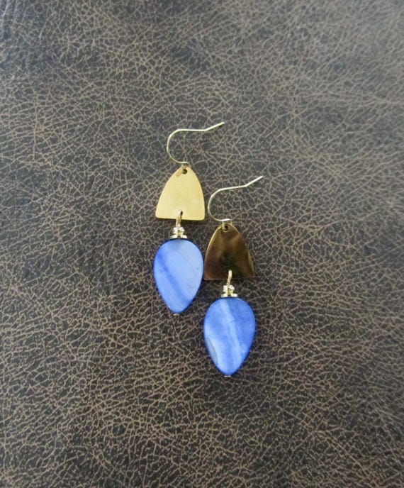 Periwinkle blue mother of pearl shell earrings