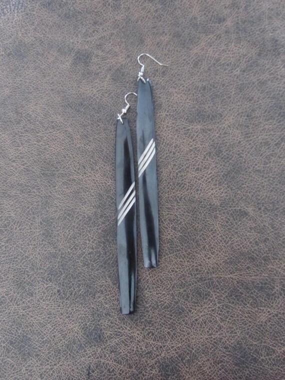 Extra long mid century bone earrings