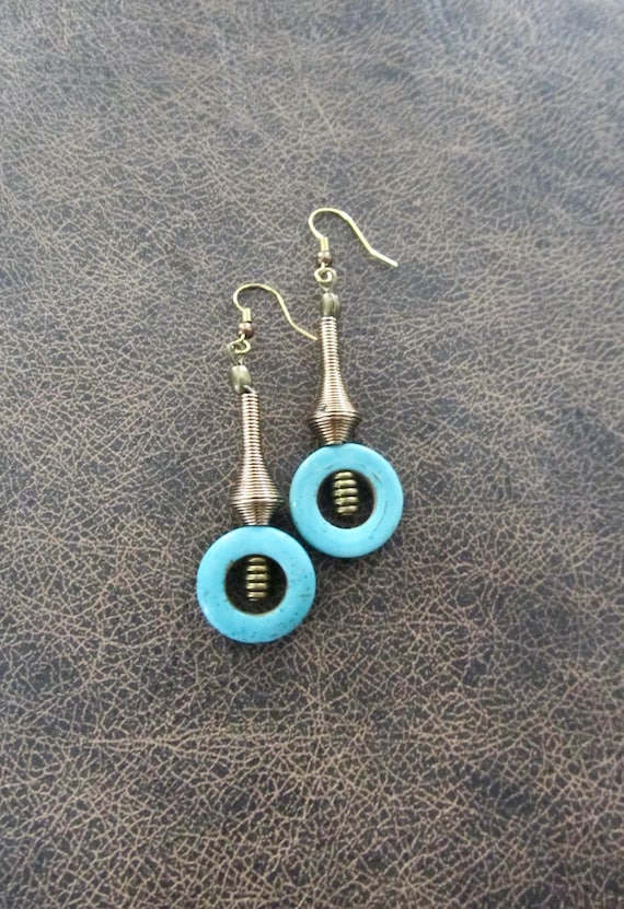 Howlite mid century modern earrings