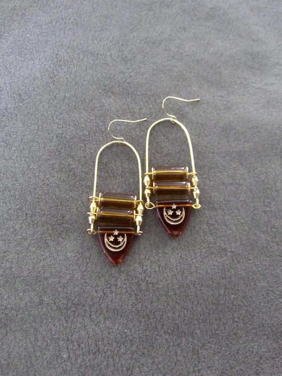 Czech glass celestial dangle earrings 2