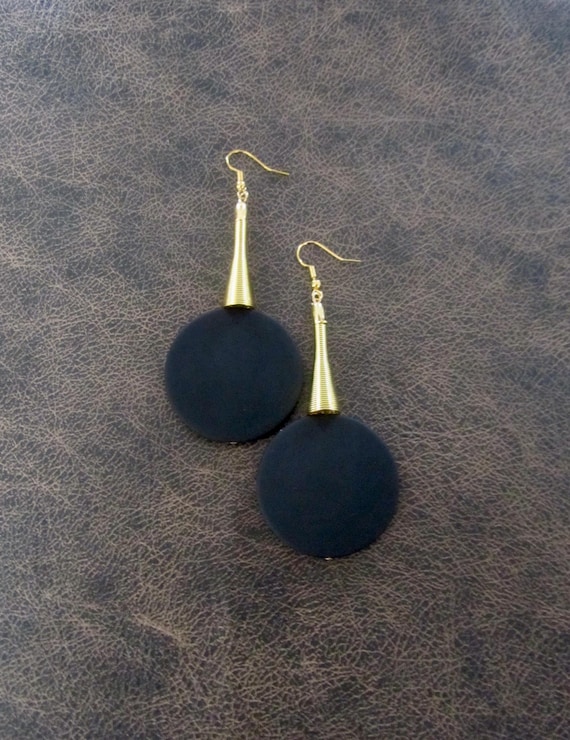 Large black and gold modern earrings