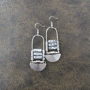 Lava rock and silver earrings, silver