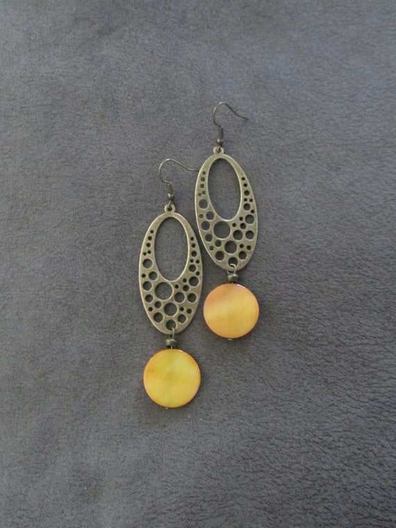 Mid century modern brown geometric earrings
