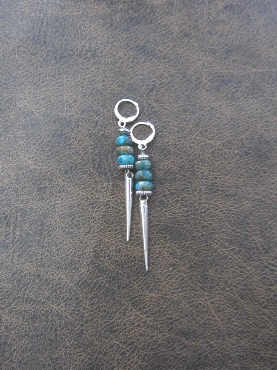 Imperial sediment jasper earrings, blue