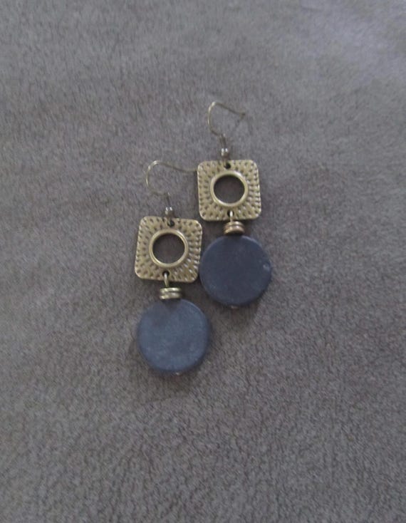 Bronze and black mid century modern earrings