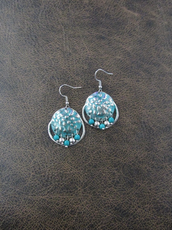 Hammered patina chandelier earrings