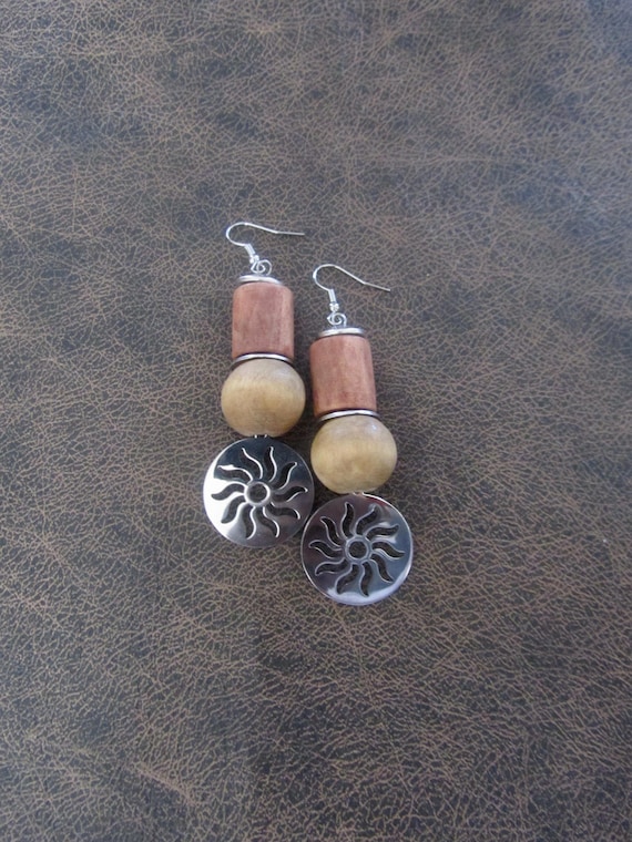Unique bohemian wooden earrings