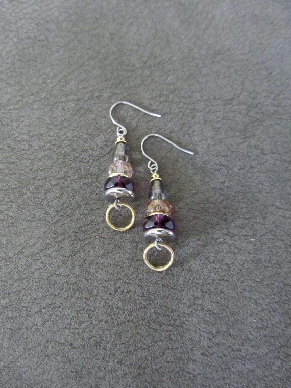 Crystal and Vintage Glass Dangle Earrings