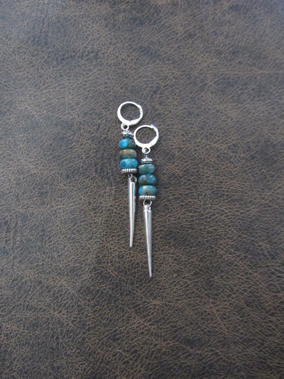Imperial sediment jasper earrings, blue