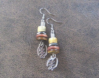 Adinkra symbol earrings, Gye Nyame earrings 11 silver