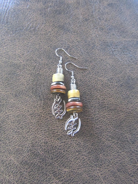 Adinkra symbol earrings, Gye Nyame earrings 11 silver