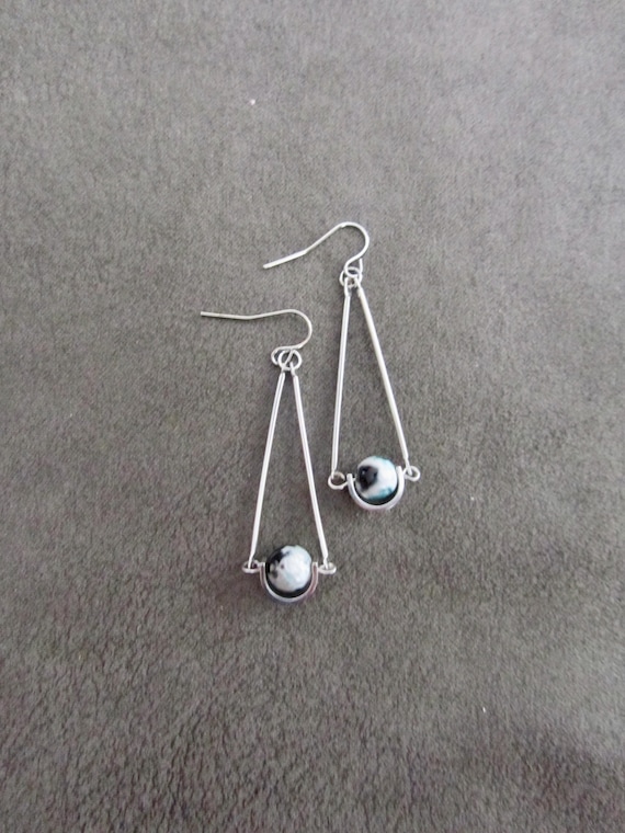 Pendulum jasper earrings, silver