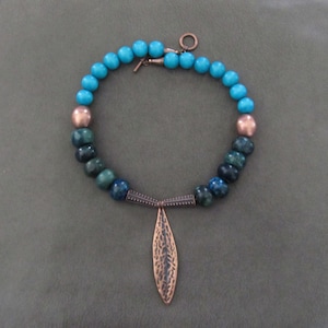Chunky necklace, turquoise necklace, tribal ethnic necklace, unique statement necklace, wooden necklace, bold necklace, copper
