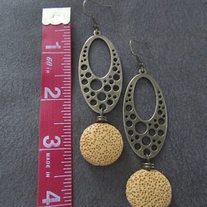 Yellow lava rock mid century modern earrings 2 image 2