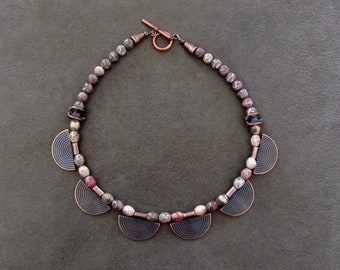 Copper and jasper southwest necklace