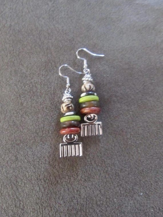 Afro pick earrings, adinkra symbol earrings, beauty earrings, comb earrings 2